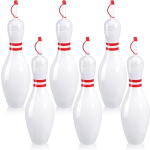 Funtery 6 Set Bowling Lovers Gifts for Men Women 25 oz Reusable Bowling Pin Plastic Water Bottles with Straws and Lids Sports Fans
