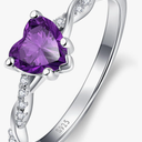 Yaresul 1.25ct Womens Heart Promise Ring, 925 Sterling Silver Heart Cut Created Emerald/Sapphire/Amethyst/Ruby/Cubic Zirconia/Opal Twisted Vine Engagement Ring for Women Size 7