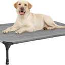 Veehoo Outdoor Elevated Dog Bed Large Sized Dogs, Large Cooling Raised Dog Cots Beds Training Platform Off Ground Hammock with Breathable Mesh, No-Slip Feet, 42"x30", Black Silver