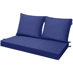 Outdoor Loveseat Cushion Set 44'' x 24'', Outdoor Cushions for Patio Furniture with Fastness Cover, Water Repellent Outdoor Seat Cushion and Couch Back Cushions for Bench, and Swing (Solid Dark Blue)