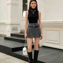 Knee High Boots for Women Square Toe Chunky Heel Fold Over Slouchy Boots Wide Calf Comfortable Tall Boots (11, Black)