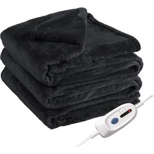 Electric Heated Blanket Full Size 72"x84", Fast Heating Blanket, Soft Cozy for Bed, 10 Hours Auto Off & 4 Heating Levels, Heater Blankets, Machine Washable, Warm Gifts for Grandma -Black