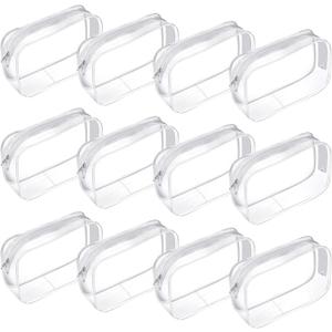 12 Pieces Clear Cosmetic Makeup Bags with Zipper PVC Zippered Clear Toiletry Carry Pouch Travel Size Plastic Waterproof Portable Transparent Organizer Case for Men and Women Traveling and Organizing