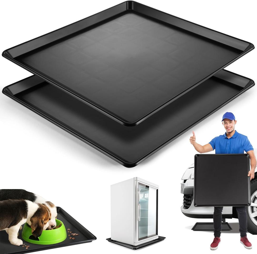 Saillong 2 Pcs Oil Drip Pan for Under Car, 22'' x 21'' Large Oil Drip Tray, Mini Fridge Drain Pan for Mini Refrigerator, Dishwasher Drain, Air Conditioners,Dog Crage Saillong 2 Pcs Oil Drip Pan for Under Car, 22'' x 21'' Large Oil Drip Tray, Mini Fridge Drain Pan for Mini Refrigerator, Dishwasher Drain, Air Conditioners,Dog Crage
