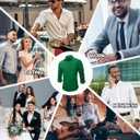 ZITY Men's Dress Shirts Solid Long Sleeve Business Casual Button Down Shirts (Green, XXXL)