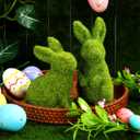 2pcs Flocked Bunny Moss Bunnies, Easter Bunny Decor for Home, Resin Rabbit Figurines for Spring Table Centerpieces, Green Moss Rabbit Statues for Indoor Outdoor Garden & Shelf Decorations(Small Moss)