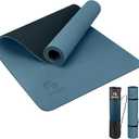Yoga Mat Non Slip, Eco Friendly Fitness Exercise Mat with Carrying Strap,Pro Yoga Mats for Women,Workout Mats for Home, Pilates and Floor Exercises (0.24*24*72 Inches, Grey Blue / Black)