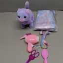 NINAOR Plush Interactive Cat Toys for Kids with Tote Bags, Stuffed Robot Pet Kitten with Leash Walking Meow Pretend Play, Realistic Cute Stuff Fidget Toys for Toddler Stocking Stuffers Birthday Gifts