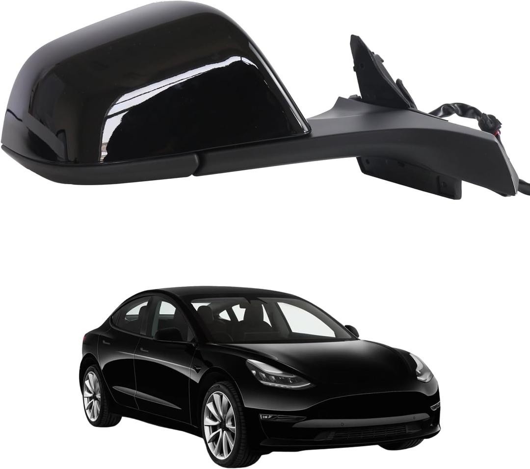 Side Mirror Car Door Mirror Fits for Tesla Model 3 2017-2023 Right Passenger Side, Power Adjustable-Heated Glass-Memory Recall,51167177128, Black RH, 13-Pins