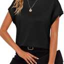 Cicy Bell Womens Summer Cap Sleeve T-Shirts Casual Loose Fit Tunic Tops Crew Neck Tee Shirts Black