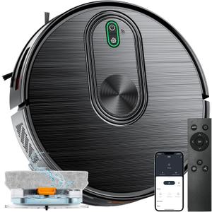 Robot Vacuum and Mop Combo, 6500Pa Strong Suction, 200 Min Runtime, Robotic Vacuum with Gyro Inertial Navigation, App/Wi-Fi/Voice Control, Slim, for Pet Hair, Hard Floor, Carpet