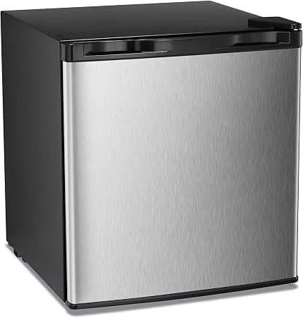 Antarctic Star Upright Freezer 1.1 Cu.ft, Compact Mini Freezer with Reversible Single Door, Temperature Control, Removable Shelves, Small freezer Stainless Steel for Home, Silver