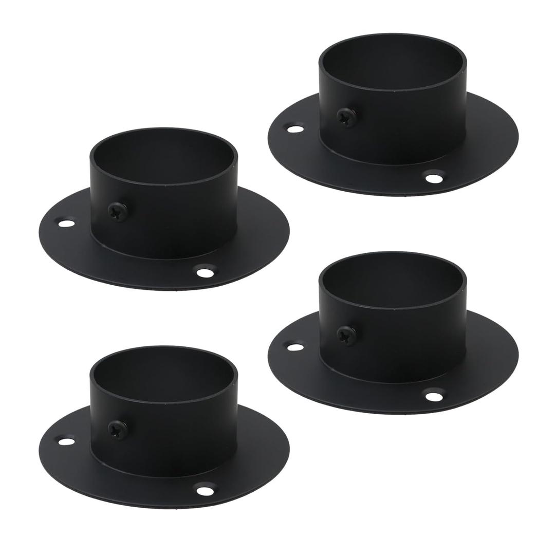 Wealrit 4 Pcs Round Post Bases Stainless Steel Flange Anchor Bases Heavy Duty Post Brackets for Fence Deck Railing Support(2", Black)