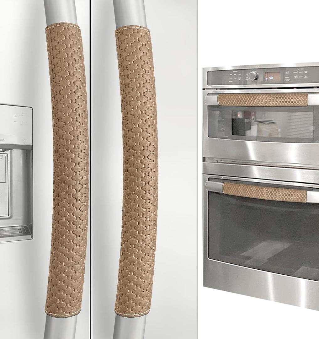 Refrigerator Door Handle Covers, Set of 4, Performance Appliance Handle Covers, Non-Slip Fridge Door Handle Covers, Keep Your Kitchen Clean, Microwave Oven Dishwasher door Handle Protectors(Brown)