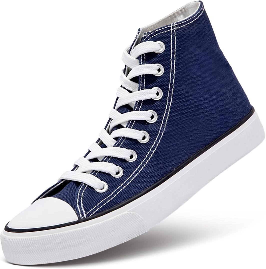 Womens Canvas Sneakers High Top Lace ups Casual Walking Shoes (11, Navy)
