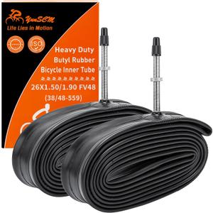 YUNSCM 2-PCS 26" Heavy Duty Bike Tire Tubes 26x1.50/1.90 FV48MM Presta Valve 38/48-559 Inner Tubes Compatible with 26 x 1.50 26x1.75 26 x 1.90 Bike Bicycle Tires Tubes