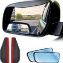 EcoNour Blind Spot Car Mirror (2 Pack) | Wide Angle for 3x Larger View | Universal Car Rear View Mirror with Rain Guard | Side Blind Spot with Adjustable Stick for Cars, SUVs, and Trucks, Rectangle With Visor