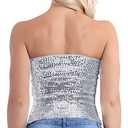 Alivila.Y Fashion Womens Sparkling Sequins Stretch Party Clubwear Tube Top (One Size, Silver)