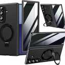 for Samsung Galaxy Z Fold 7 Magnetic Case with Privacy Screen Protector, Hinge Protection & Magnetic Kickstand, Luxury Premium Leather Slim Fit Protective Phone Case for Galaxy Z Fold7 Case, Black