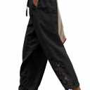 Jokeluck Women Casual Lightweight Drawstring Elastic Waist Cropped Linen Pants Fall Spring Slacks Capri Pants Trendy Fashion 2025 Beach Trousers with Pockets Black Medium