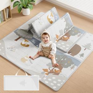 Fodoss Baby Play Mat, 47x47inch Play Mat, 0.4 in Thick Waterproof Playmat for Babies, Foldable Play Mat for Small Baby Playpen, Small Spaces (Gray)