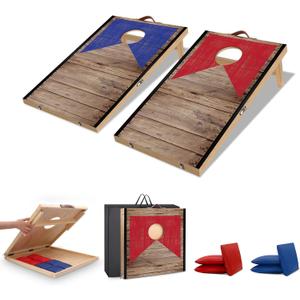 Portable Cornhole Board Set with Bean Bags 2 ft x 1 ft or 3 ft x2 ft or 10.16 * 5.04 Inch Foldable Corn Hole Games for Adults and Kids Indoor or Outdoor Corn Hole Toss Games Backyard Tarvel (Light Wood)