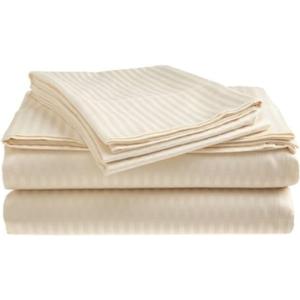 300 Thread Count Cotton Dobby Stripe Sheet Set- Assorted Colors/Sizes, Queen - Beige