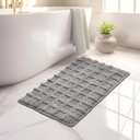 Bathroom Rugs 24''x 16'' Non Slip Absorbent Water Bath Mats for Bathroom Kitchen and Shower Floor, Cute Small Bath Mat Quick Dry Bathroom Mat Boho Checkered Grey Bathroom Mats