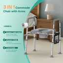 HOMEAL Seat Riser for Seniors with Bucket, Adjustable Raised Toilet Seat with Handles, Supports 450LBS, Heavy-Duty 3in1 Bedside Commode Chair for Any Toilet, Shower & Bedside (Grey, with Bucket)