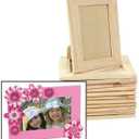 Fun Express Wooden Picture Frames Bulk Set of 12 - Unfinished Wood Frames 5x7 for DIY Crafts | Customizable Photo Frames for Kids Art Projects, School Activities & Family Creative Time | Natural Wood