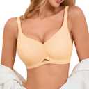 Bras for Women No Underwire - Womens Seamless Bralette Push Up Comfortable Full Coverage Padded Sleep Everyday Bra (Beige, XXL)