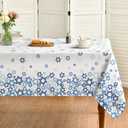 Horaldaily Hanukkah Tablecloth 60×104 Inch Rectangular, Jewish Chanukah White Table Cloth, Star Pattern, Decorative Table Cover for Party Picnic Dinner Decor