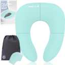 Jool Baby Folding Travel Potty Training Seat for Toddlers, Fits Round & Oval Toilets, Non-Slip Suction Cups, Includes Free Travel Bag (Aqua) (1 Count (Pack of 1))