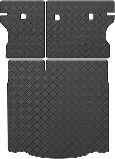 Cargo Mat & Backrest Mat Fit for 2014-2019 Toyota Highlander - Leather Trunk Liner Back Seat Cover Protector - All Weather Protection PU Leather Cargo Liner and Backrest Mat Highlander Accessories Black
