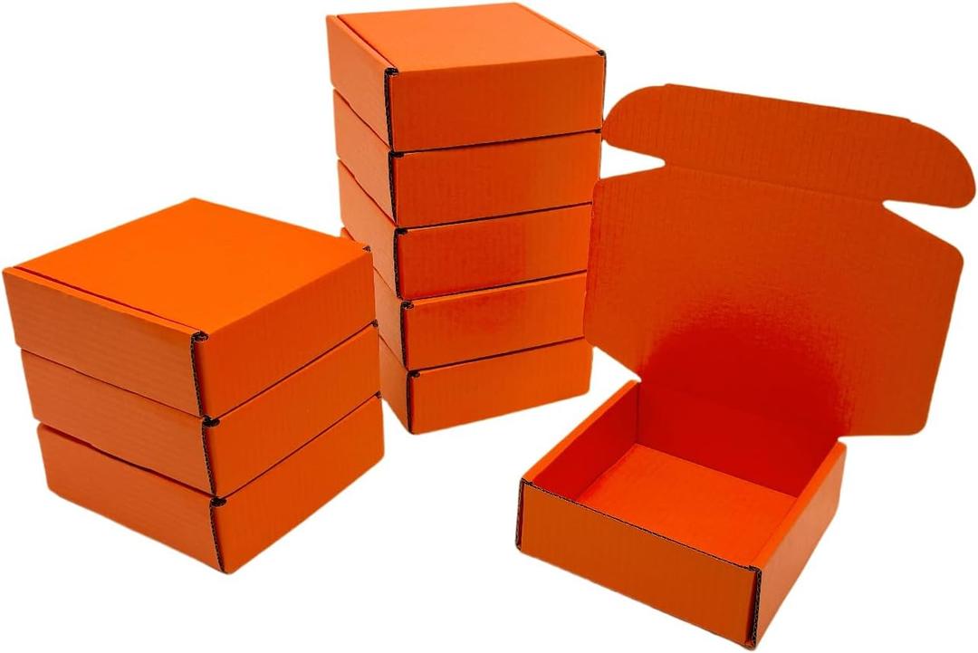 15 Pcs 4.7 x 4.7 x 1.6 Inches Mini Size Corrugated Cardboard Gift Boxes Recyclable Shipping Boxes for Packing Jewelry Ornament Gift Craft Packaging Supplier (Orange Red, 4.7 x 4.7 x 1.6")