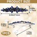 Joez Wonderful Rhinestone Hair Clip Sparkly Crystal Barrettes French Wedding Prom Engagement Pageant First Communion Hair Decorative Accessories for Women Bride Thick Long Hair (Blue, 1 Pcs)