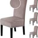 H.VERSAILTEX Dining Chair Covers Stretch for Dining Room Set of 4 Parson Chair Slipcovers Protectors, Soft Thick Solid Velvet Fabric Washable, Taupe