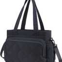 Large Lunch Tote Bag for Women with Multi-Pockets Puffy Light Durable Insulated Lunch Bag Women (Black)