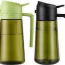 Aovdy 2PCS Oil Sprayer for Cooking 16oz,2 in 1 Olive Oil Dispenser and Oil Sprayer - 470ml Olive Bottle Spray and Pour - Glass Oil Dispenser for Kitchen Cooking Salad BBQ (Light-Proof -Black & Green)