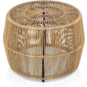 Muse & Lounge Co. Ysar Boho Rattan Round Coffee Table Outdoor with Metal Frame, All-Weather and Rust Resistant, Handcrafted Coastal Furniture for Patio, Poolside, Garden, Yard, Natural Brown