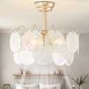Bexilyny 20" Gold Crystal Fandelier Ceiling Fans with Lights, Gold Flower Chandelier Ceiling Fan with Light Remote Control, Caged Mid-Century with 6 Speeds for Girl's Bedroom, Living Room, Nursery