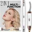 BUV 2025 Upgraded Heated Eyelash Curler & Eyebrow Trimmer - 2-in-1 USB Rechargeable, Fast Heating in 6s, Anti-Burn Design, 24H Long-Lasting Effect, White