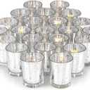 Volens Silver Party Decorations 72pcs, Mercury Glass Votive Candle Holders Set for Wedding, Bridal and Baby Shower
