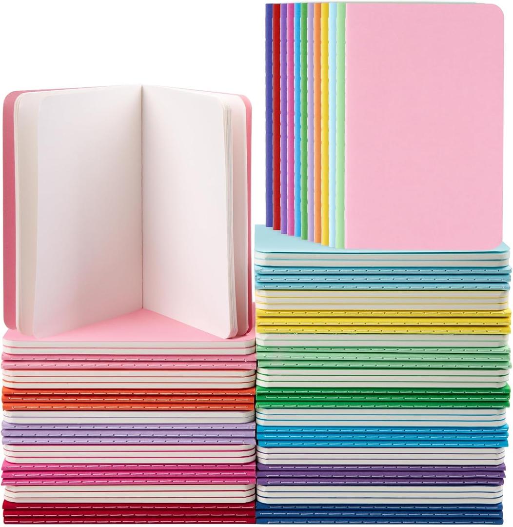 Oucaru 80 Pack Small Pocket Notebook, Mini Blank Notebook 3.5 x 5.5 Inches, Small Journals Notepad for Kids Students Office School Supplies, 12 Rainbow Color, 30 Sheets/60 Pages