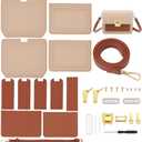 WADORN DIY Crossbody Bag Making Kit, PU Leather Shoulder Bag Making Materials Set DIY Purse Making Sewing Complete Kit Handmade Bag Making All Accessories for Beginner, 7.5x2.8x5.9 Inch, Khaki