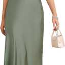 Women's Summer Satin Dress Elegant Cowl Neck Adjustable Spaghetti Strap Wedding Guest Cocktail Party Maxi Dresses (M)