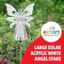 Exhart Garden Solar Lights, Decorative Angel Garden Stake, 13 LEDs, Cute Yard and Pathway Decor, White, 7 x 40 Inch, Large