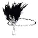 choyaxo Flapper Headband Roaring 20s Headpiece Flapper Headpiece Feather Headband for Women (black)