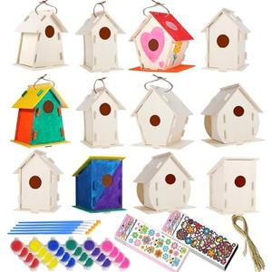 ILHSTY 6 Pack Large DIY Bird Houses Kits for Kids, Kids Crafts Wood Houses for Crafts Class Parties, DIY Crafts and Art Birdhouse Kits for Children to Build & Paint (6)