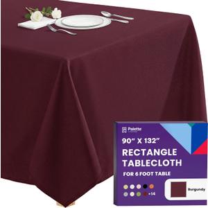 Gee Di Moda Rectangle Tablecloth - 90 x 132 Inch Burgundy Table Cloth for 6 Foot Tables with Floor-Length Drop - Heavy Duty Washable Fabric for Holiday Party, Dinner, Weddings & Baby Shower